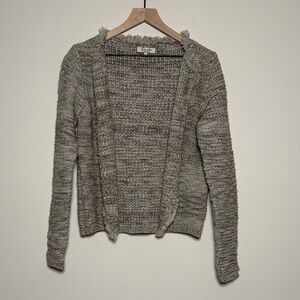 Cocogio Size Medium Frayed Italy Knit Alpaca Wool Women's Crop Sweater Cardigan